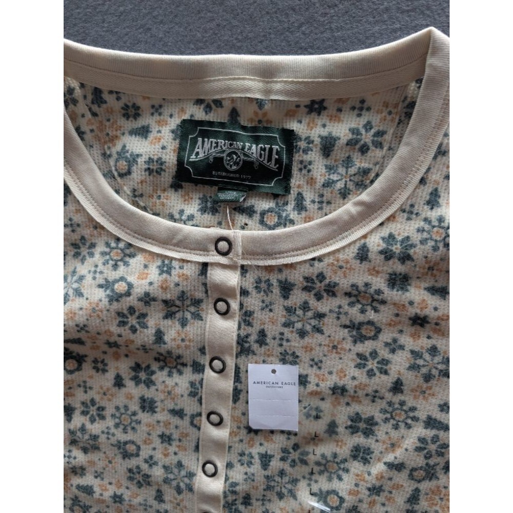 NWT American Eagle Outfitters Thermal Union Suit Pajamas Snowflake Print W Large - Picture 2 of 4
